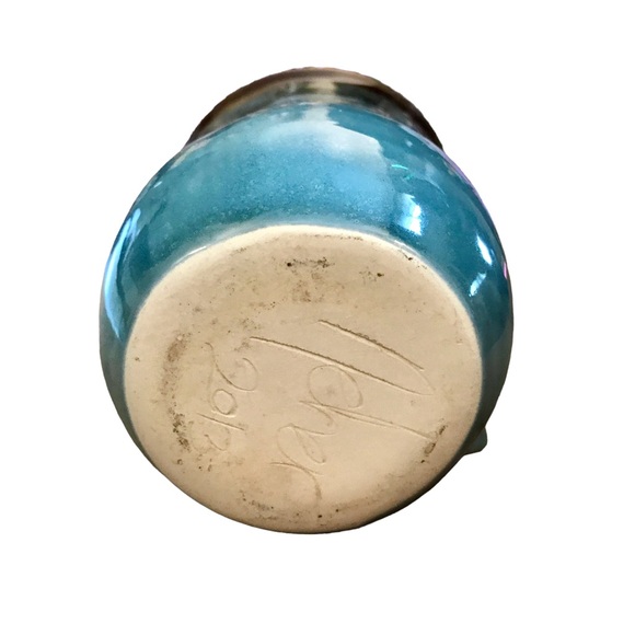 Neher Pottery OCEAN TIDE Right Hand Warmer Coffee Mug Brown Blue Drip Glaze 2013 - Picture 10 of 11